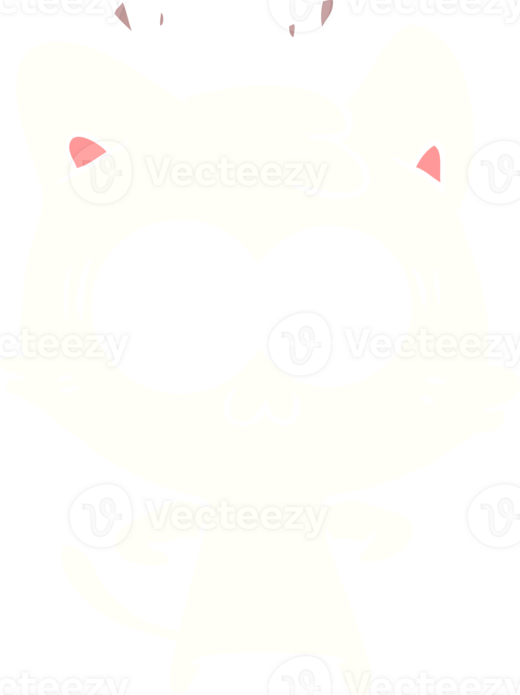 flat color style cartoon surprised cat png