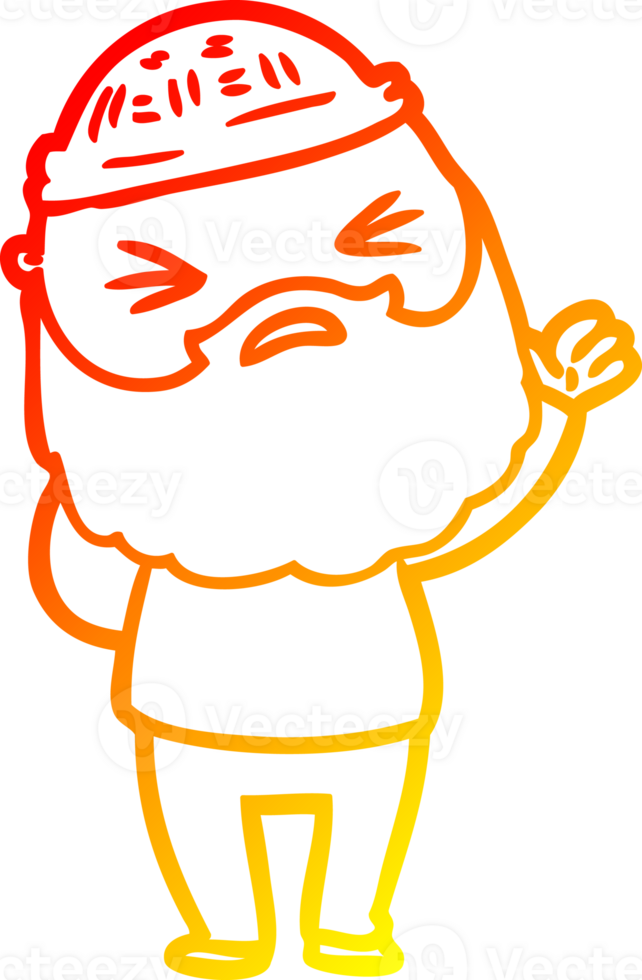 warm gradient line drawing of a cartoon man with beard png