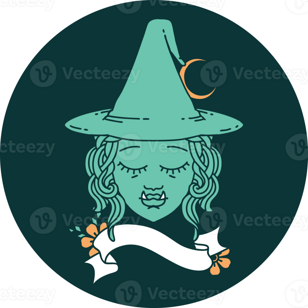 icon of half orc witch character face png