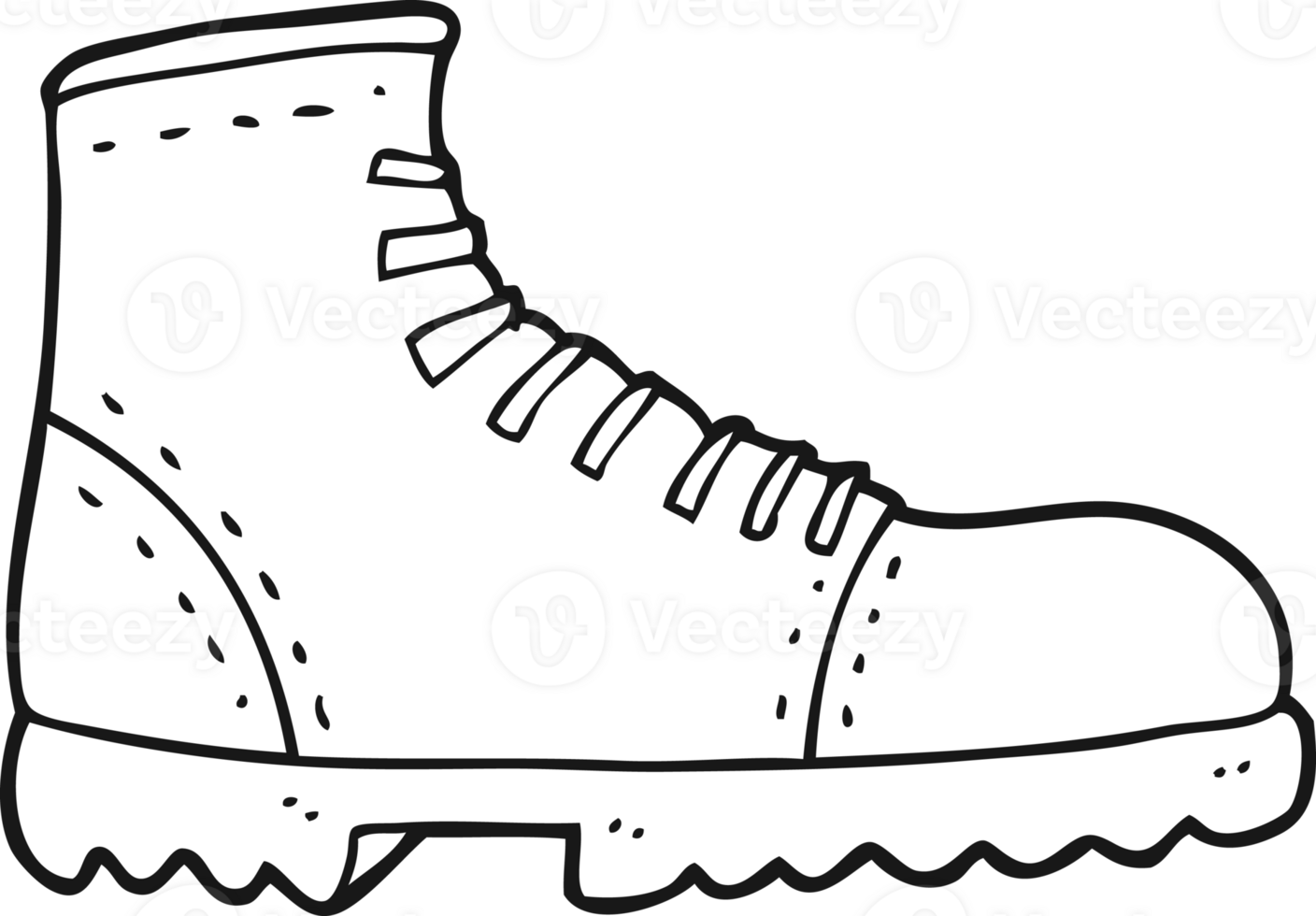 hand drawn black and white cartoon boot png