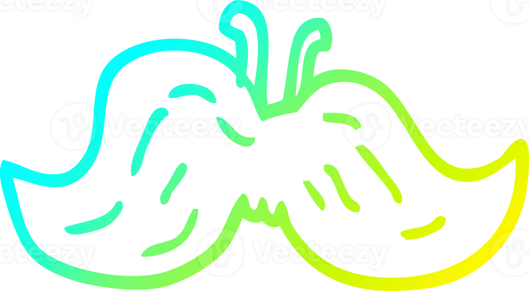 cold gradient line drawing of a cartoon mustache png
