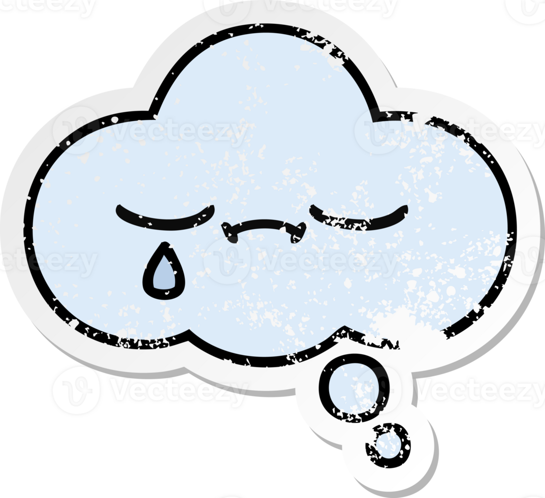distressed sticker of a cute cartoon thought bubble png