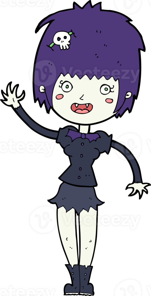 cartoon waving vampire girl png