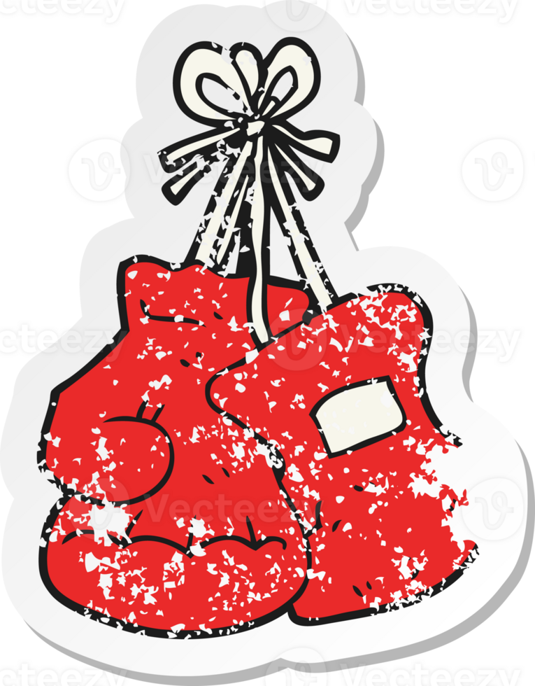 retro distressed sticker of a cartoon boxing gloves png