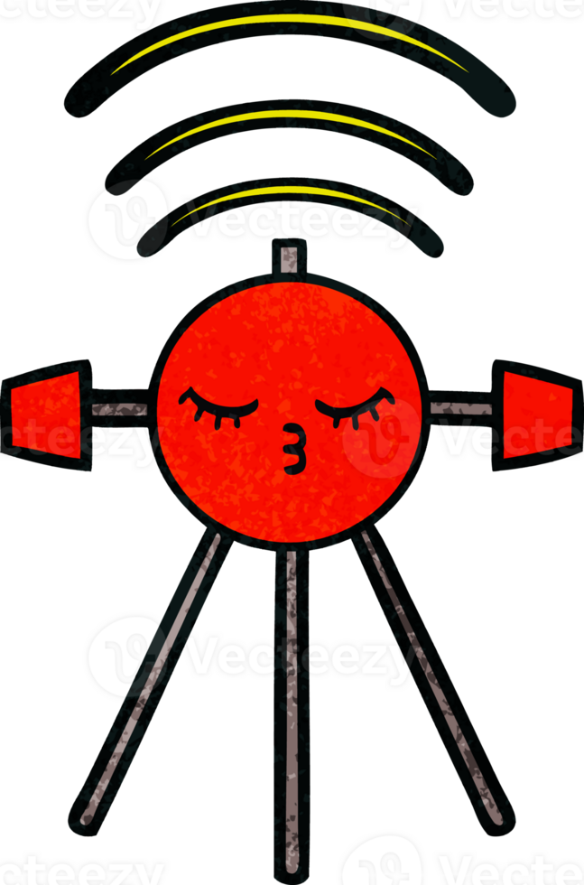 retro grunge texture cartoon of a satellite png