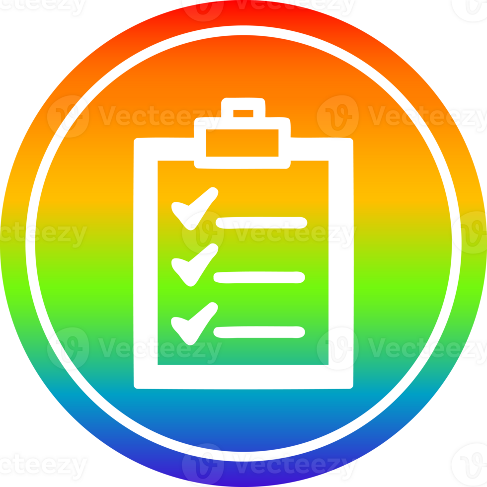 Verifica Lista circular ícone com arco Iris gradiente terminar png