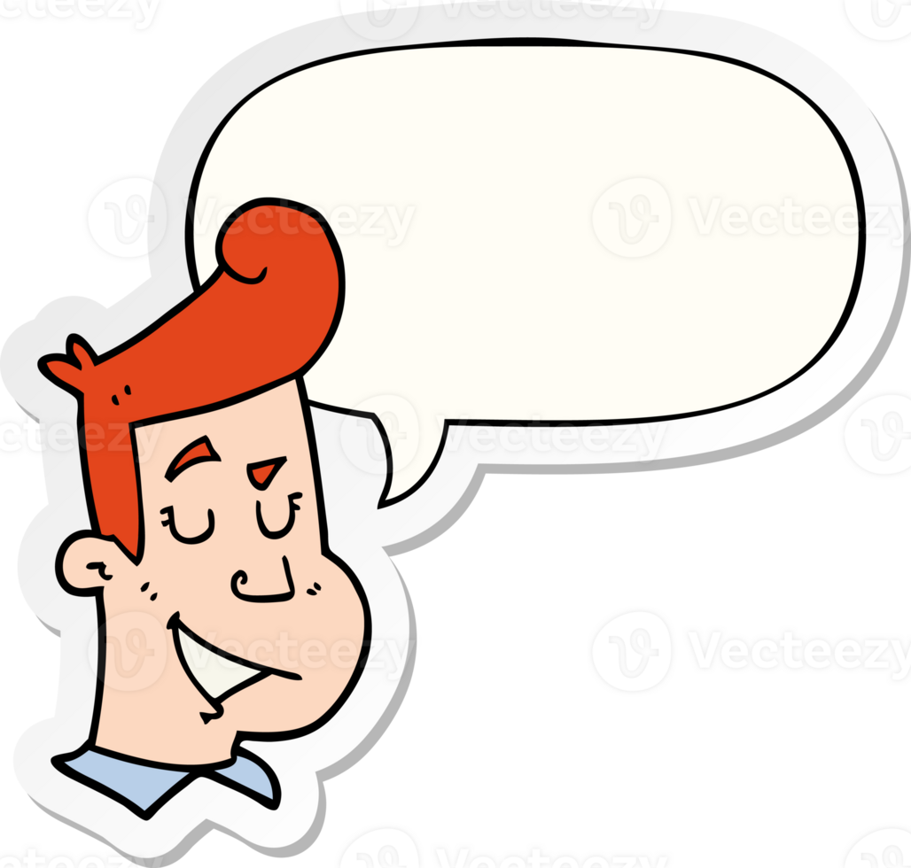 cartoon happy man with speech bubble sticker png