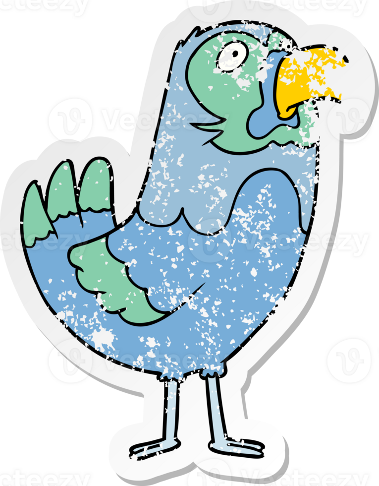 distressed sticker of a cartoon parrot png