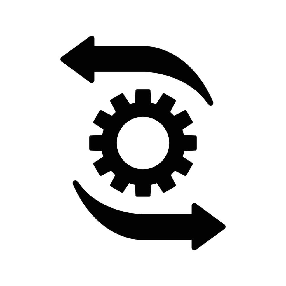 Gear with arrow right and left, business process, technology and machine mechanism icon vector