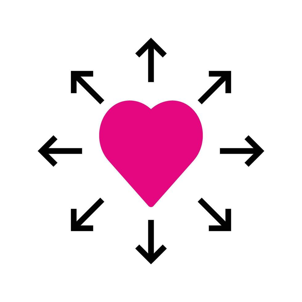 heart with expand arrow icon vector