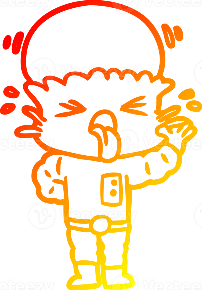 warm gradient line drawing of a disgusted cartoon alien png