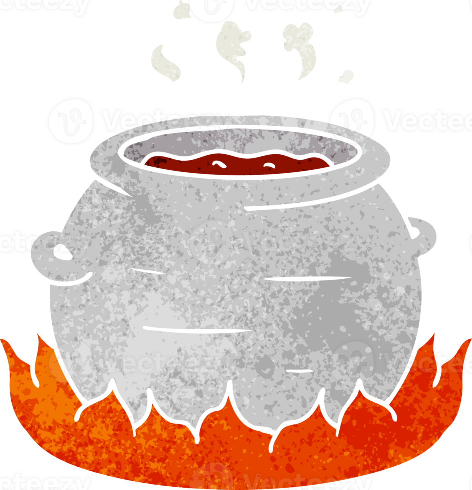 hand drawn retro cartoon doodle of a pot of stew png