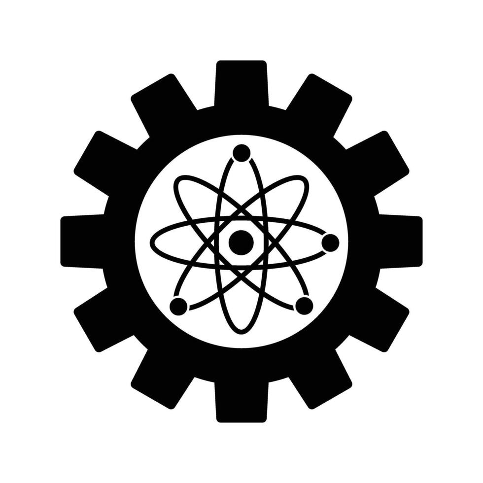 Cogwheel with atom molecule symbol, science and technology icon vector
