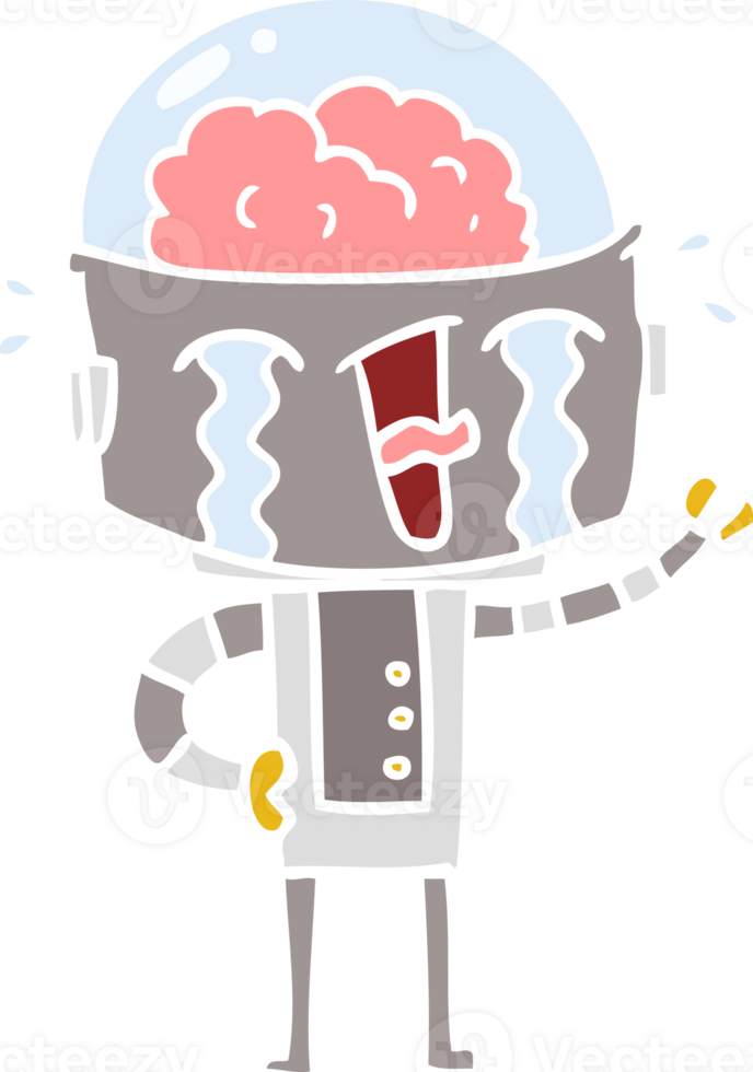 flat color style cartoon crying robot png