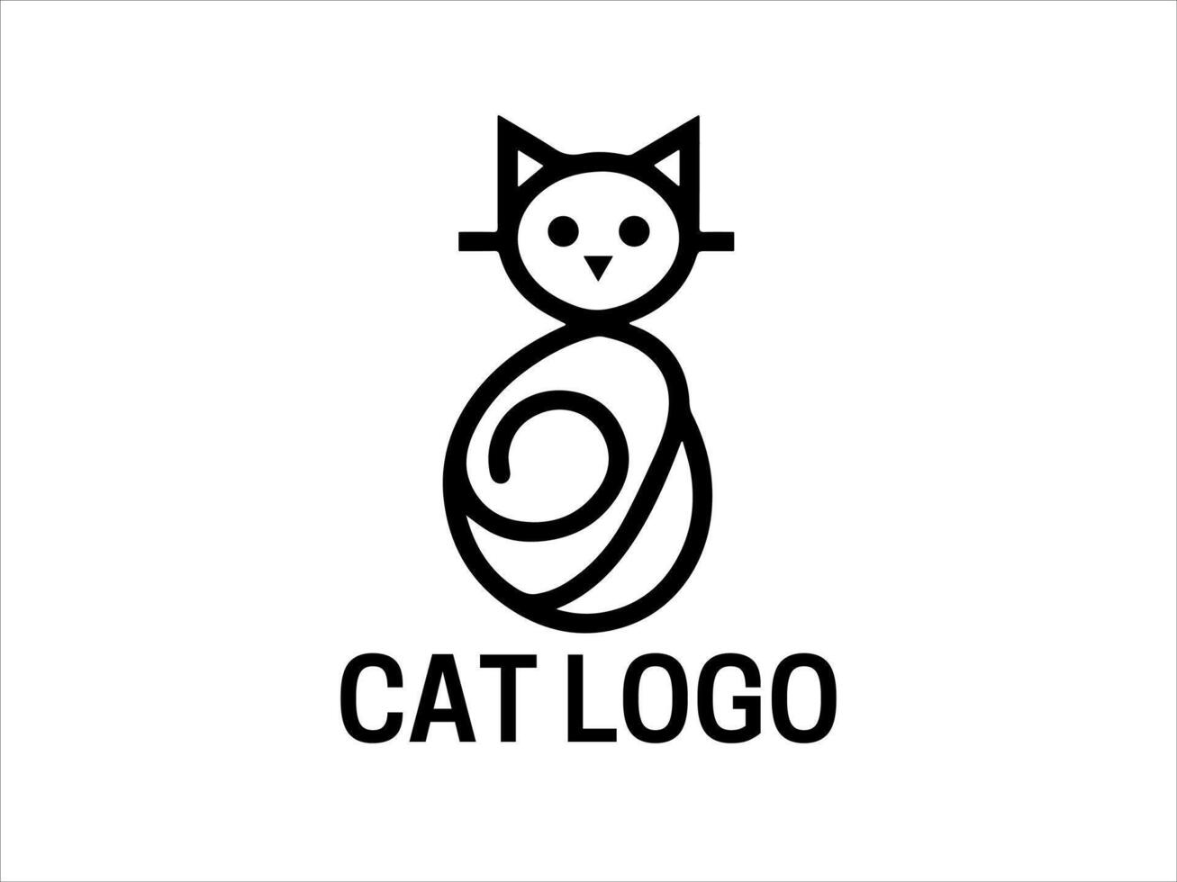 Lines Cat Logo Design Template vector