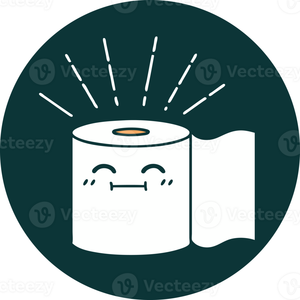 icon of a tattoo style toilet paper character png