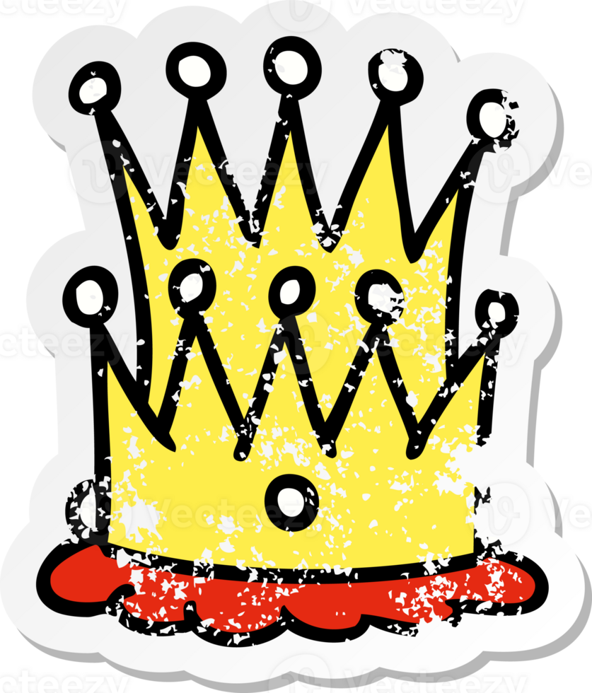 hand drawn distressed sticker cartoon doodle of two crowns png