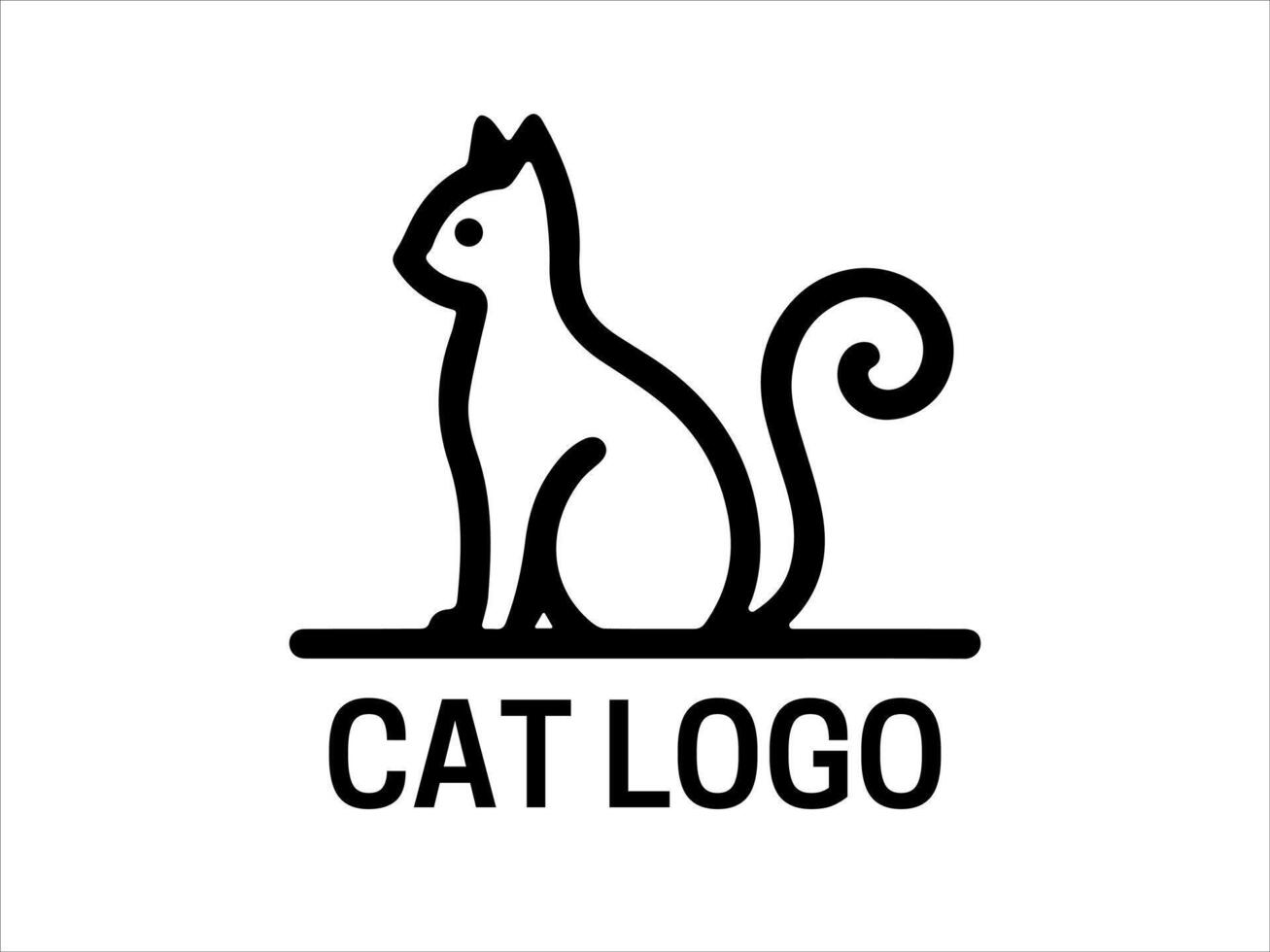 Lines Cat Logo Design Template vector