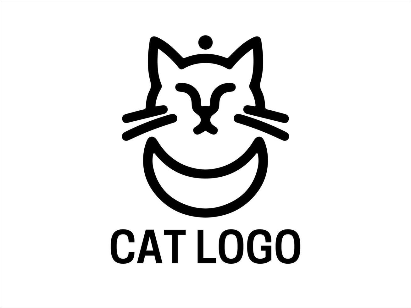 Lines Cat Logo Design Template vector