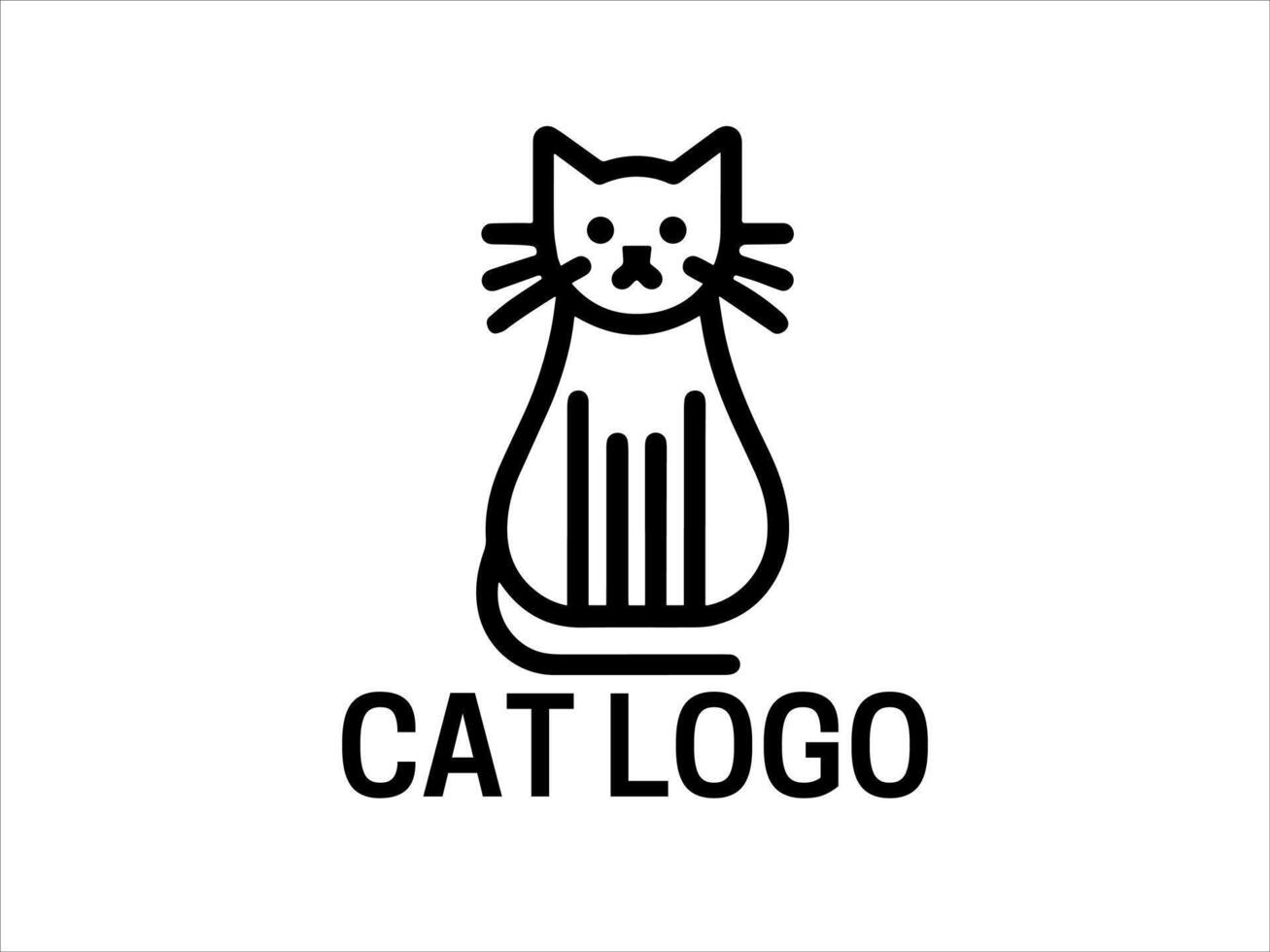 Lines Cat Logo Design Template vector