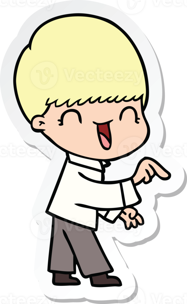 sticker of a happy cartoon boy png