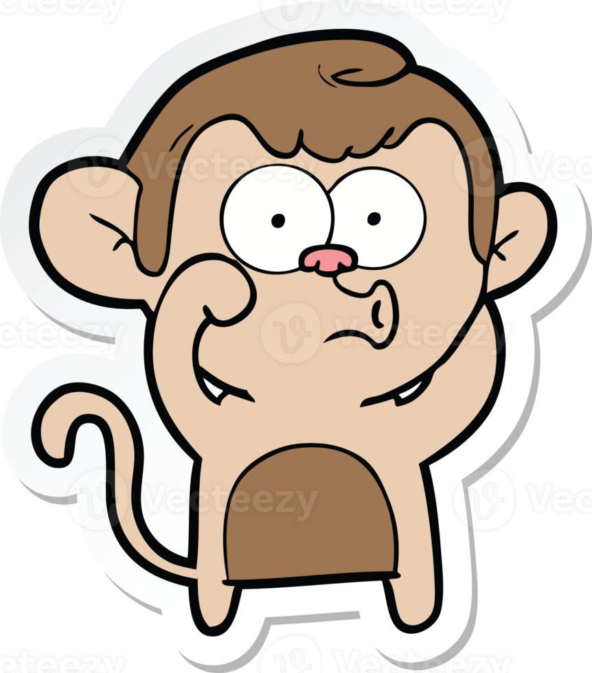 sticker of a cartoon hooting monkey png