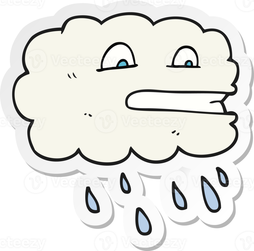 sticker of a cartoon rain cloud png