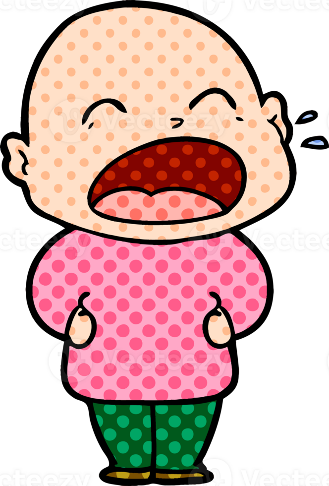 cartoon shouting bald man png