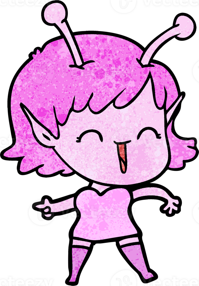 cartoon alien girl laughing png