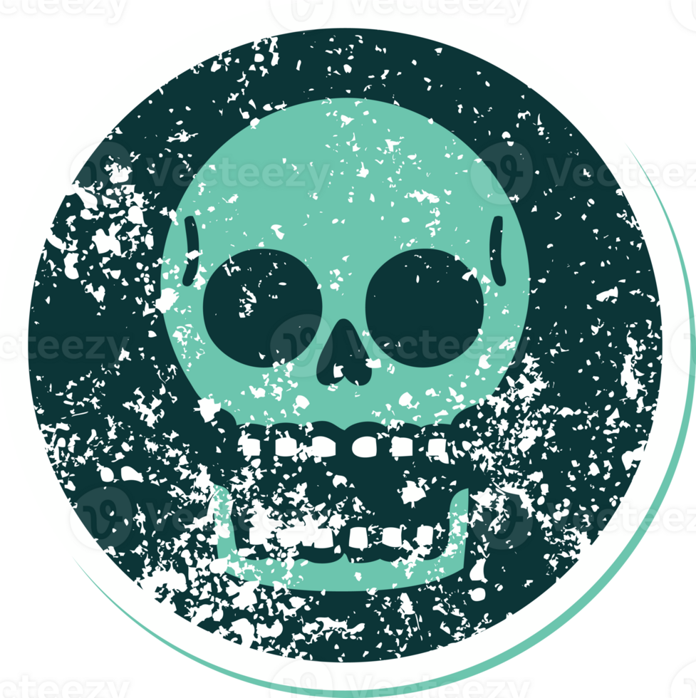 iconic distressed sticker tattoo style image of a skull png