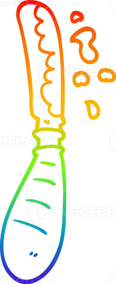 rainbow gradient line drawing of a cartoon jam spreading knife png