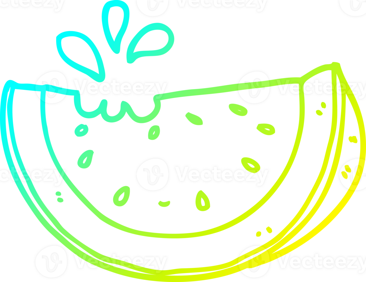 cold gradient line drawing of a cartoon watermelon png