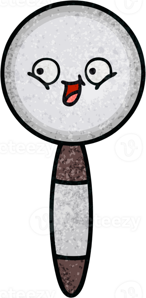 retro grunge texture cartoon of a magnifying glass png