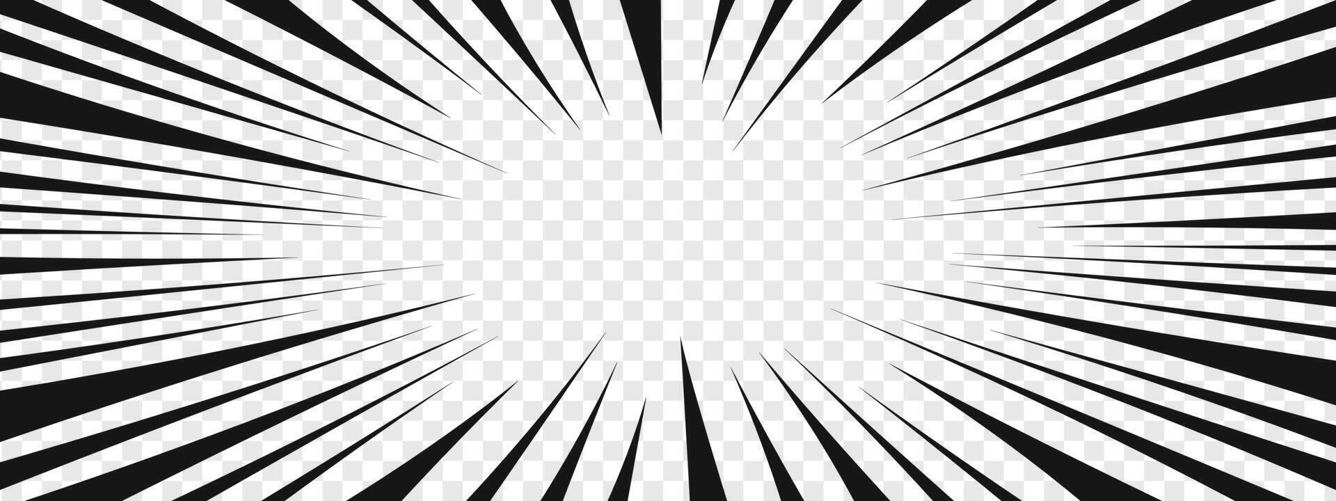 Manga template. Comic book page design. Cartoon emphasis, boom, bang, explosion, power, scream, motion, burst effect. Radial speed black stripes. vector