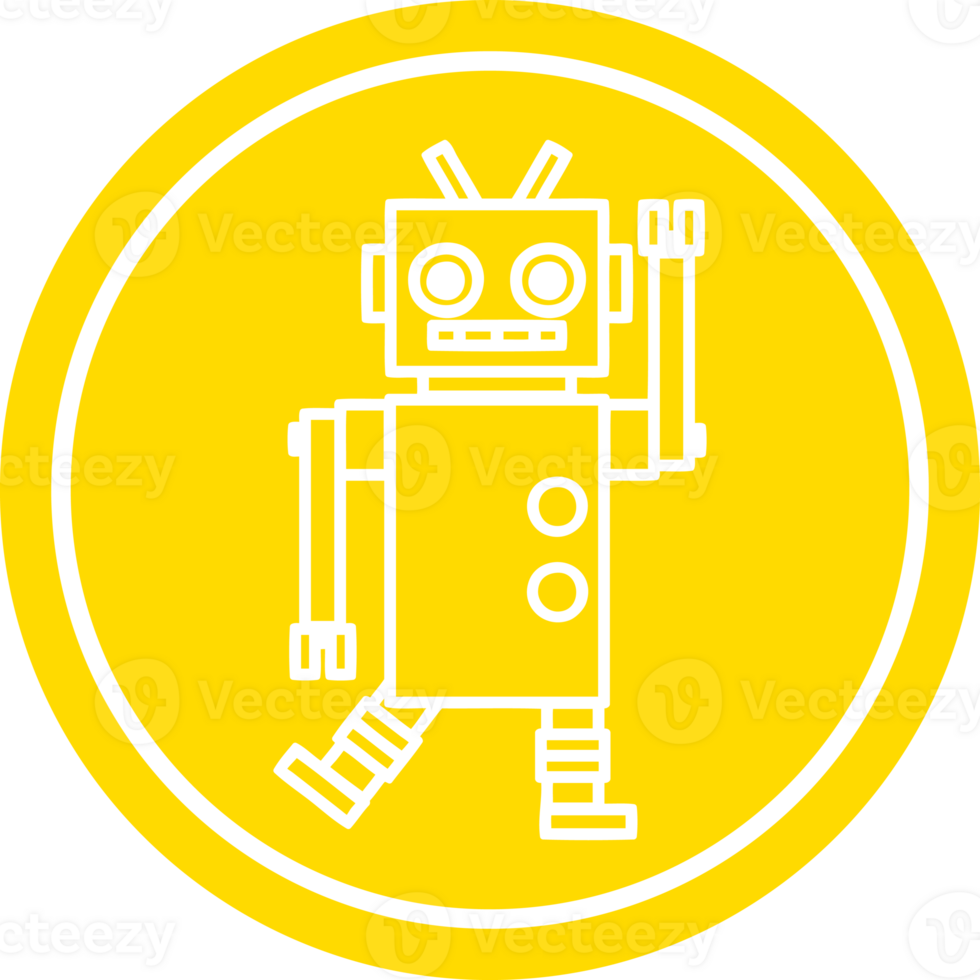 dancing robot circular icon symbol png