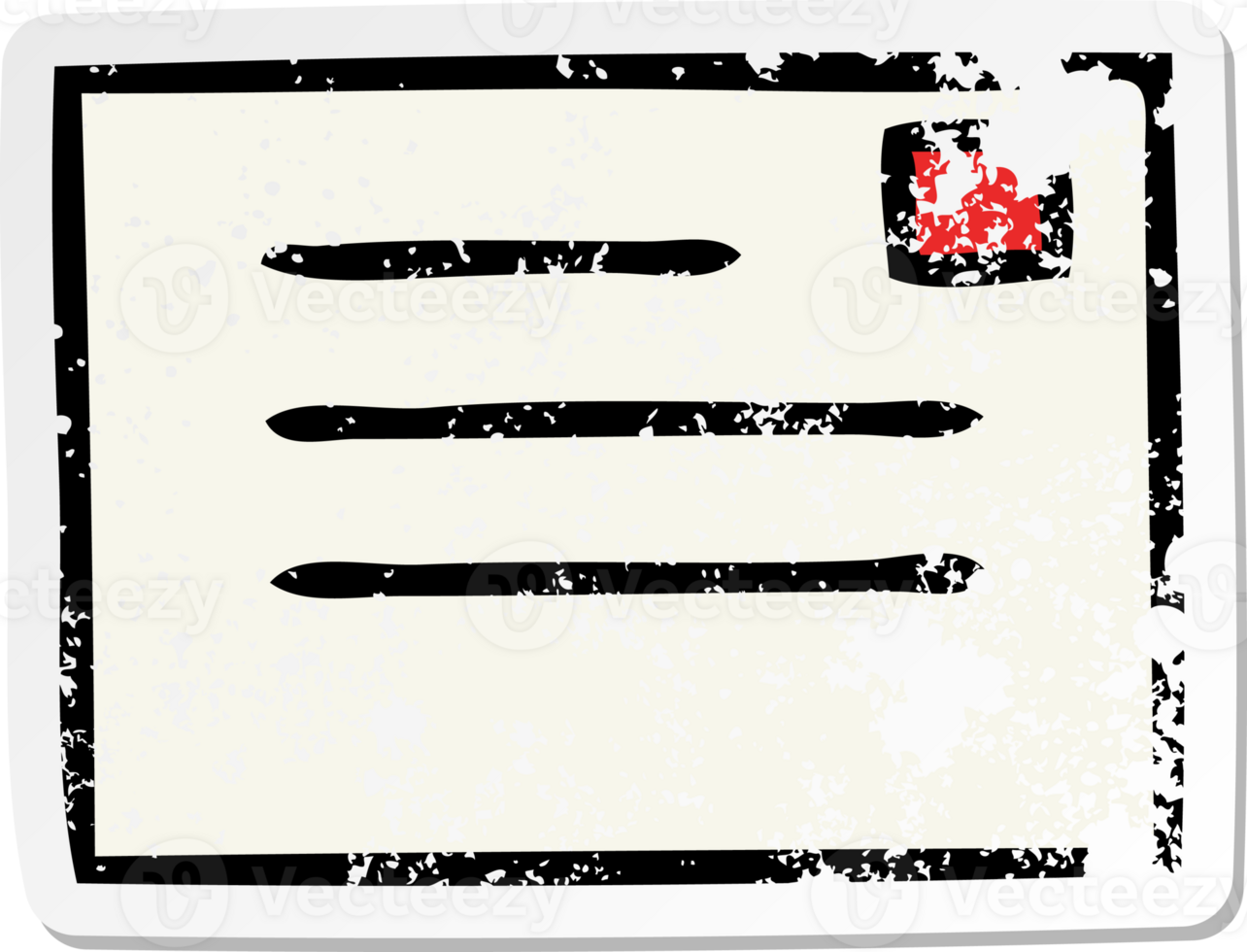 distressed sticker of a cute cartoon letter png