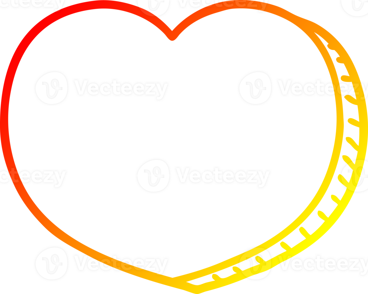 warm gradient line drawing of a cartoon love heart png