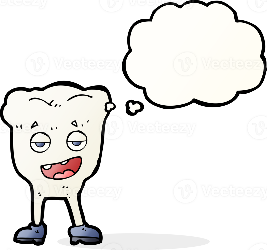 cartoon tooth looking smug with thought bubble png