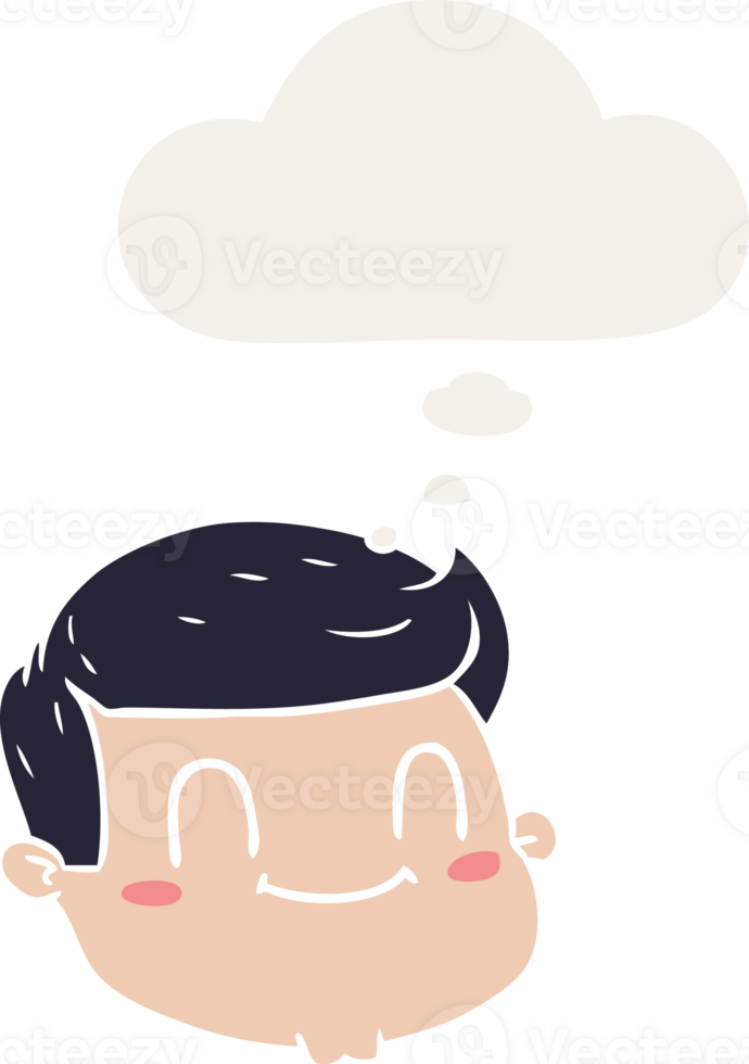 cartoon male face with thought bubble in retro style png