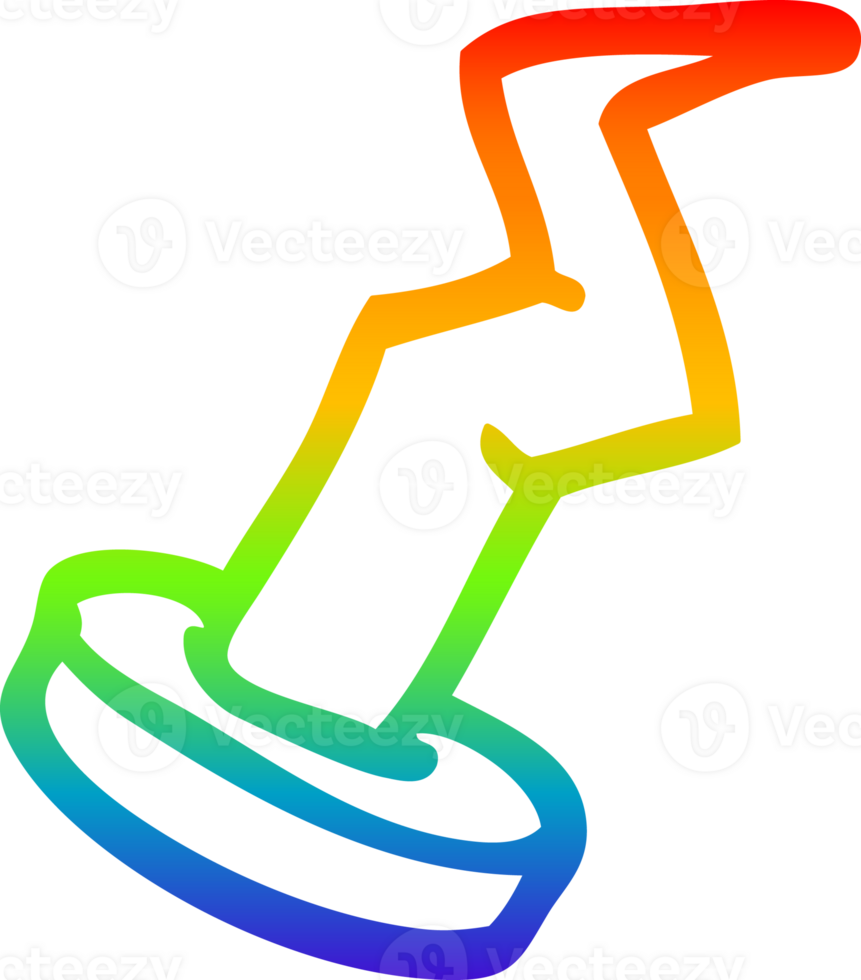 rainbow gradient line drawing of a cartoon nail png