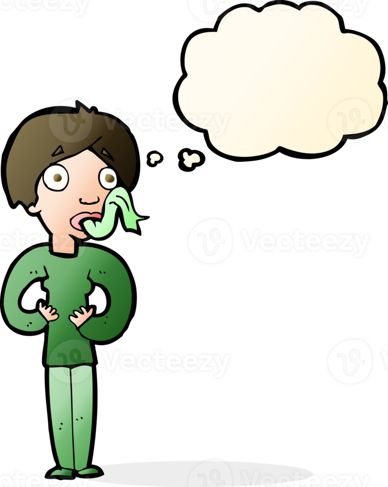 cartoon woman sticking out tongue with thought bubble png