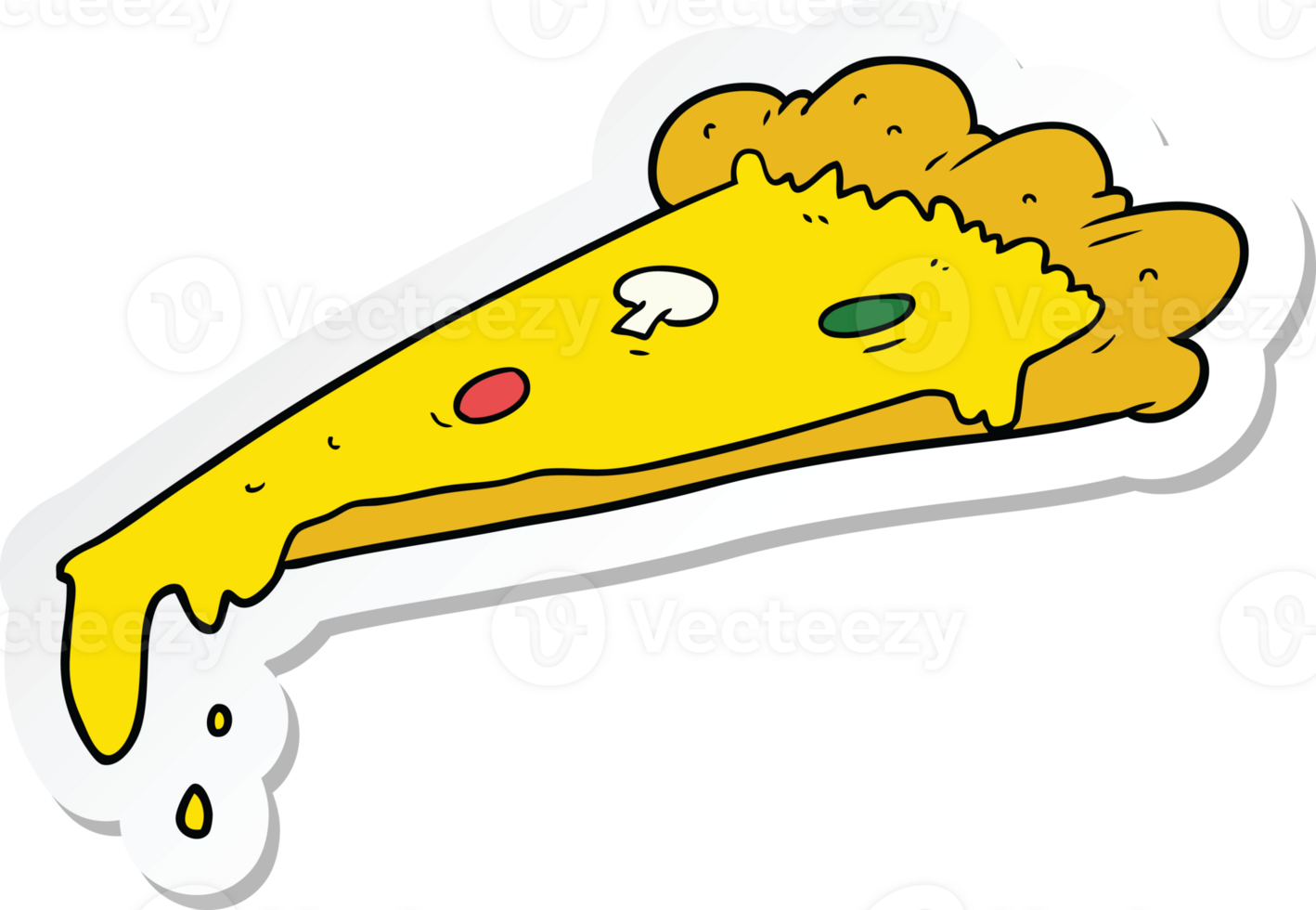 sticker of a cartoon slice of pizza png