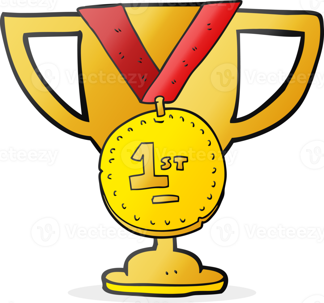 hand drawn cartoon sports trophy png