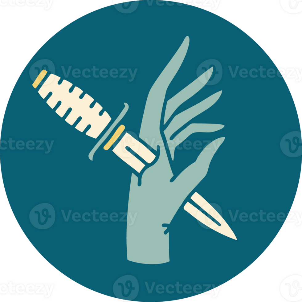 iconic tattoo style image of a dagger in the hand png