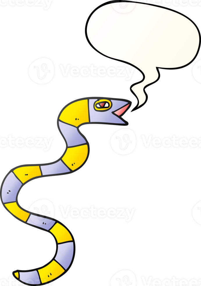 hissing cartoon snake with speech bubble in smooth gradient style png