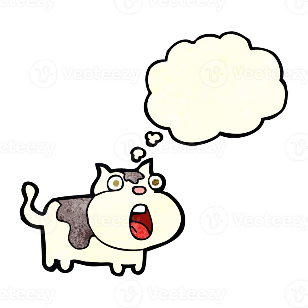 cartoon shocked cat with thought bubble png