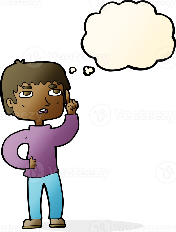 cartoon boy with question with thought bubble png