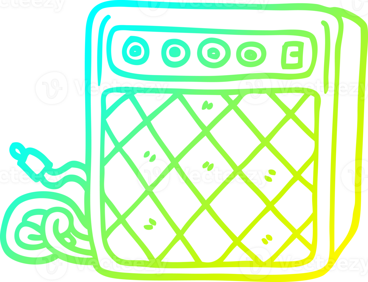 cold gradient line drawing of a cartoon retro speaker system png