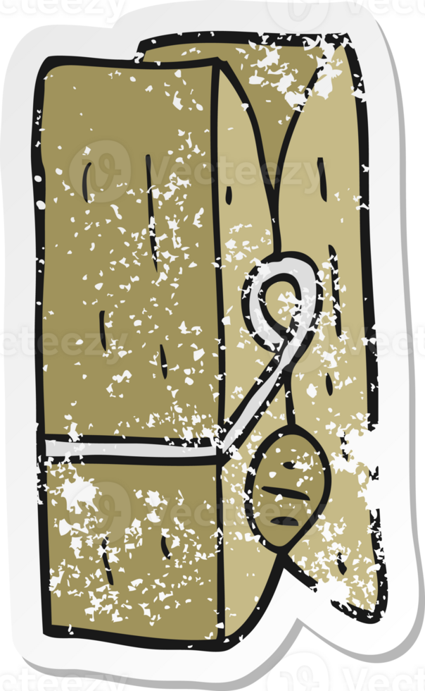 distressed sticker of a cartoon peg png
