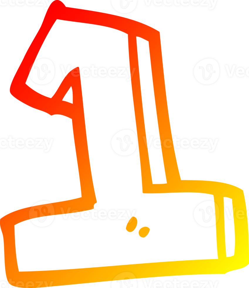 warm gradient line drawing of a cartoon number 1 png